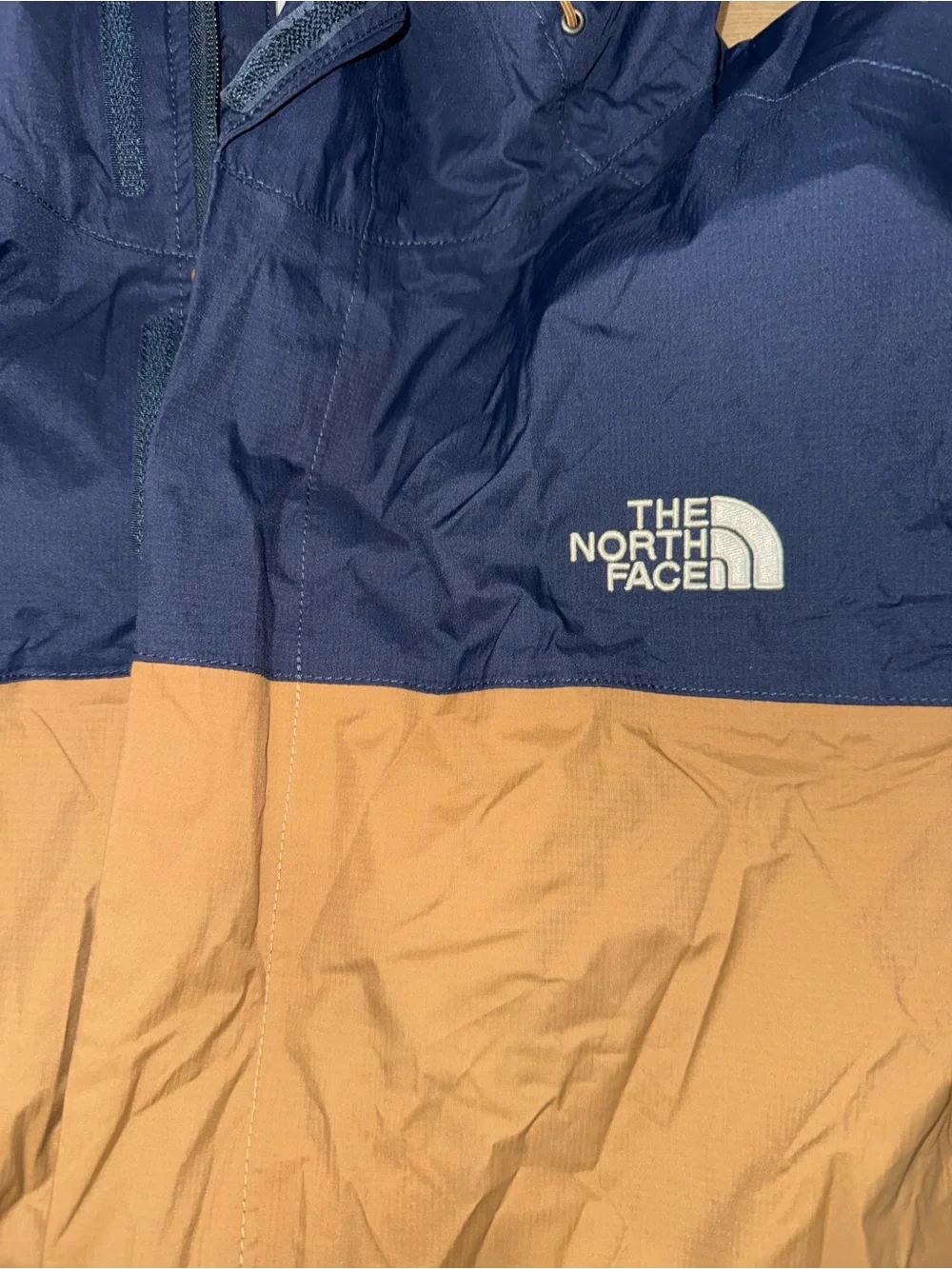 The North Face Navy and Brown Hooded Rain Jacket